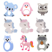 5pc Unicorn Silicone Cartoon Rodent Baby BPA Free Teether Teething Ring DIY Animal Teethers Necklace Food Grade Shower Gift Toys 2024 - buy cheap