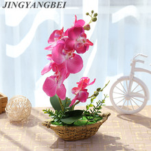 Spring Artificial silk flowers Orchid bonsai with vase set table decoration Fake plant tree Butterfly orchid leaf wedding flower 2024 - buy cheap