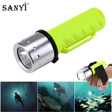 Светодиодный фонарик для дайвинга Sanyi 3800 люмен XML T6, портативный Водонепроницаемый подводный фонарик для подводного плавания, фонарик 18650, лампа для дайвинга 2024 - купить недорого