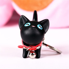 QOONG High-quality Lovely Cat Key Chain Lovers' Key Ring Couple Keychain Women Girl Keyring Bag Charms Pendant 26-004 2024 - buy cheap