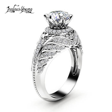 Женское классическое кольцо с фианитом, винтажное обручальное кольцо с листьями белого и серебряного цвета, вечерние ювелирные изделия для подарка 2024 - купить недорого