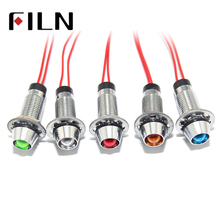 FILN metal signal lamp indicator light 8mm red yellow blue green white 24v 110v 24v 220v led with 20cm cable 2024 - buy cheap