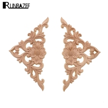 RUNBAZEF Ocean of Flowers Wood Carved Onlay Applique Frame Doors Wall Decorate Furniture Decorative Figurines Wooden Miniatures 2024 - buy cheap