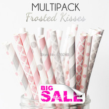 125pcs Mixed Colors FROSTED KISSES Party Paper Straws,Baby Pink Damask and Tiny Dot,Silver Striped,Polka Dot and Damask,Wedding 2024 - buy cheap