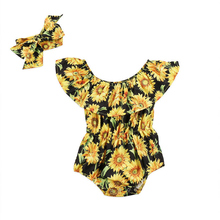 Ruffles Infant Newborn Baby Girls Sunflower Romper Jumpsuit+headband 2PCS Outfit Clothes Baby Girl Clothing 2024 - buy cheap