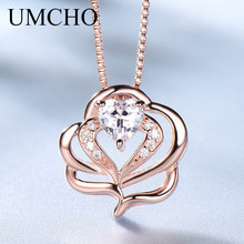 UMCHO Elegant Necklaces & Pendants 925 Sterling Silver Jewelry Heart CZ Rose Gold Necklace For Women Wedding Gift With Chain 2024 - buy cheap