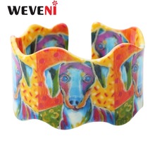 WEVENI Wide Labrador Printing Love Dog Bangles Bracelets 2017 New Fashion Acrylic Jewelry For Women Original Girl Accessories 2024 - buy cheap