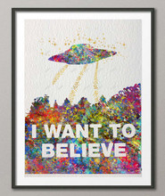 I WANT TO BELIEVE Rikivity Original canvas painting wall art poster print Pictures Home Decoration wall decor Easter Decor 2024 - buy cheap