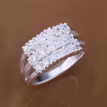 Free Shipping silver plated Jewelry bague femme Ring Fine Fashion silver plated Plated Zircon Leaf Women&Men Finger Ring R143 2024 - buy cheap