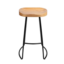 Leisure Creative Solid Wood Seat Bar Stool Simple Style Household Multi-function Dining Chair Coffee Shop Stable Iron High Stool 2024 - buy cheap