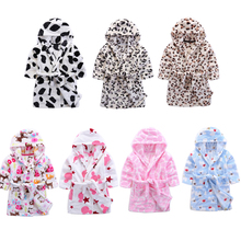 Kids Boys Girls Hooded Bathrobe Flannel Sleeve Pajamas Cartoon Animal Belt Sleepwear Autumn Winter Warm Housecoat with Pocket 2024 - buy cheap