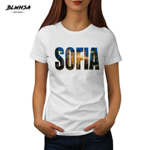 BLWHSA-Camiseta para mujer impresa Sofía, camiseta informal con letras estampadas, moda de verano 2024 - compra barato