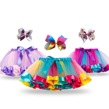 Falda de princesa de unicornio para niñas, ropa de verano, tutú de fiesta de arcoíris para niñas, minifalda de colores 2024 - compra barato