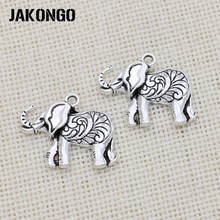 JAKONGO-Colgante de elefante Chapado en plata antigua, accesorios de joyería para hacer pulseras, accesorios DIY, 23x28mm, 10 unids/lote 2024 - compra barato
