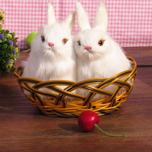 simulation rabbit model toy about 13x8cm white love couples rabbit ,a pair rabbits with one basket craft toy birthday gift a2120 2024 - buy cheap