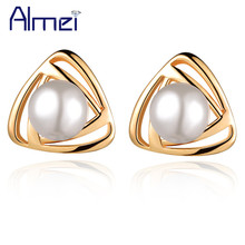 Rose Gold Color Earrings For Women with Plastic Pearl Lady Brincos Silver Jewelry Anniversary Jewelry Gift Ulove R465 2024 - buy cheap