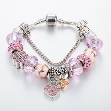 Annapaer-pulseiras femininas rosa de coração europeias, retrô, novas pulseiras com corações, corrente e pulseiras, faça você mesmo, b16069, 2019 2024 - compre barato