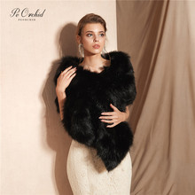 PEORCHID 2019 Black Bridal Wraps Winter Wedding Shawl Faux Fur Bolero Women Cape Mariage Estolas De Casamento Bride Jacket 2024 - buy cheap