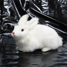 Simulación lindo conejo blanco 27x15x13 cm modelo de polietileno y pieles conejo modelo decoración del hogar Accesorios, REGALO PARA d615 2024 - compra barato
