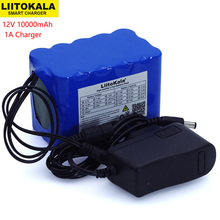 Liitokala-bateria de li-lon 12v e 10ah, 18650 v e 12.6 mah com placa de proteção de circuito bms, carregador de energia dc 10000*5.5mm + 1a 2024 - compre barato