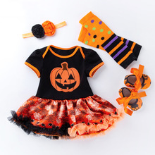 4Pcs Halloween Costume for Baby Girls Funny Pumpkin Bones Costume Newborn Infant  2020 Tutu Dress Fancy Dress Costume 0-24M 2024 - buy cheap