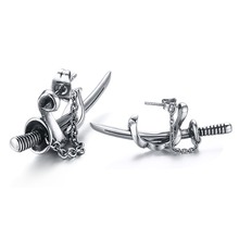 New Vintage Punk Rock Men's Stud Earrings 316L Stainless Steel Japanese katana Biker Earrings Cool Male Party knife Jewelry 2024 - buy cheap