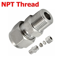 2Pcs 3/8" NPT Male Thread x 3/8"(9.52mm) OD Tube Double Ferrule Tube Fitting Connector NPT Stainless Steel 304 2024 - buy cheap