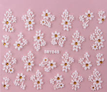 TocassJo 24 pcs White Flower with Gold Rhinestone Nail Art 3D Stickers Self Adhesive Nail Stickers Decals Flower Fairy Butterfly 2024 - buy cheap