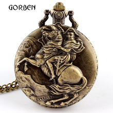 Antique Emperor Napoleon Pocket Watch Ride Horse Bronze Quartz Pocket Fob Watches Necklace Pendant Men Gift Relogio De Bolso New 2024 - buy cheap