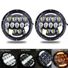 (2pcs/Lot) 7 inch 105w Round LED Headlight with DRL High Low Beam Led Chip for Jeep Wrangler 2007-2015 Jk Tj Fj 2024 - buy cheap