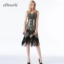 EDressU 2019 mujeres vestido 1920s Vintage vestido de Gatsby aleta de noche vestido de fiesta Vestidos CZ-LF01 2024 - compra barato