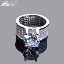 MISSFOX Punk Fashion 2019 New Ring Blingbling AAA Big Cubic Zircon Gold Silver Color Classic Rings High Quality Men Size 8-12 2024 - buy cheap