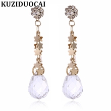 Kuziduocai-pendientes de circonia con borlas para mujer, aretes de cristal, girasol, estrella, gotas, E-702 2024 - compra barato