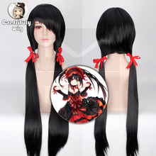 DATE A LIVE Tokisaki Kurumi Straight Long Black Cosplay Wig Ponytail Style Nightmare Halloween Costume Synthetic Wigs For Women 2024 - buy cheap