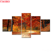 5Pcs Home Decorative diamond painting Red Tree Forest painting diamond embroidery landscape mosaic diy 5d cross-stitch kits 2024 - buy cheap