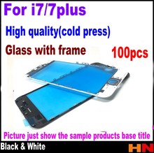 100pcs imprensa fria para iPhone 7 7p mais Painel de Montagem do Quadro Moldura Da Tela de Toque Outer Lente de Vidro Da Frente reparação Substituição 2024 - compre barato