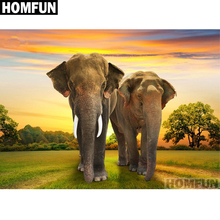 HOMFUN-pintura de diamante 5D DIY "elefante animal", cuadrados o redondos de imitación bordado de diamantes, estilo punto de cruz 3D, decoración del hogar, A01209 2024 - compra barato