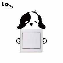 Милый переключатель в виде собаки стикер креативный мультфильм Щенок виниловая наклейка на стену для детской комнаты спальни домашний декор 2024 - купить недорого