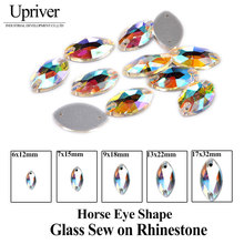 Upriver Horse Eyes Flatback Crystal Button 2 Holes All SiaeSilver Base Crystal AB Sewing On Rhinestones 2024 - buy cheap