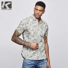KUEGOU 2019 Summer Cotton Camouflage Shirt Men Dress Casual Slim Fit Short Sleeve Streetwear For Blouse Men Military Shirt 8817 2024 - buy cheap