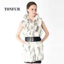 New Real Rex Rabbit Fur Vest with Hood Women Slim Rex Rabbit Fur Coat Winter Fur Jacket Factory Wholesale Fur Gilet NT272 2024 - buy cheap