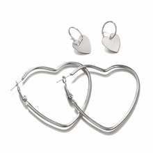 Shellhard Bohemian  Jewelry Trendy Double Heart Pendant Earring Love Heart Shape Hoop Earring For Women Fashion Jewellery 2024 - buy cheap