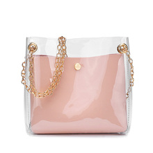 2018 Fashion Women Bag Sweet Women Composite Bags Transparent Shoulder Bag Metal Chain Magnetic Buckle PVC Leather Handbag Bolsa 2024 - buy cheap