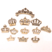 Mixed Palace Crown Handmade Wooden Slice Crafts Home Decoration Accessories Scrapbooks Painting DIY Ornaments 35-80mm 10pcs 2024 - buy cheap
