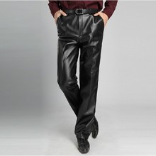 New Male Fashion Leather Pants Mens Loose Plus Velvet Business Casual Trousers Motorcycle Windproof Plus Size Men Pants 2024 - buy cheap