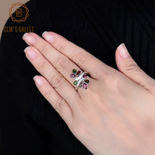 GEM'S BALLET Fashion Wedding Natural Chrome Diopside Rhodolite Garnet Tourmaline Ring 925 Sterling Silver Rings Women's Gift 2024 - buy cheap