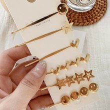 Korean Heart Star Hair Clips for Women Lovely Smiling Alloy Hairpin Vintage Girls Bang Hairgrip Barrette Hair Accessories 2024 - buy cheap