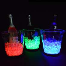 Balde de gelo com led luminoso recarregável, balde de gelo com suporte para garrafa de vidro, banheira, bar, decoração de festa, champanhe e vinho, l 2024 - compre barato