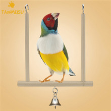 Деревянный гамак для попугаев, подвесная игрушка-качели с колокольчиками 2024 - купить недорого