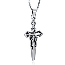 Men's fashion jewelry punk style stainless steel Cross pendant Knight sword Necklace Pandant (1 pc) 2024 - buy cheap